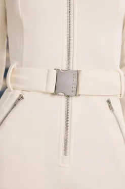 Oh Polly Coats^Fleece-Lined Belted Ski Suit in Ice White IceWhite