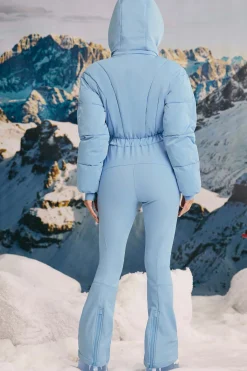 Oh Polly Coats^Fleece-Lined Hooded Ski Suit in Ice Blue IceBlue