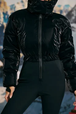 Oh Polly Coats^Fleece-Lined Hooded Ski Suit in Black