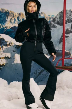 Oh Polly Coats^Fleece-Lined Hooded Ski Suit in Black