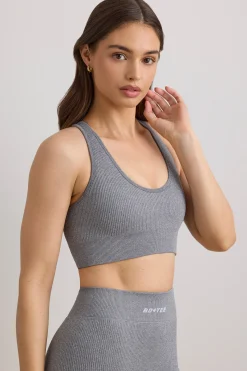 Oh Polly Women'S Clothing Sale - $65 And Under | Women'S Clothing Sale - $40 And Under^FlexiRib Wide Strap Sports Bra in Grey Melange GreyMelange