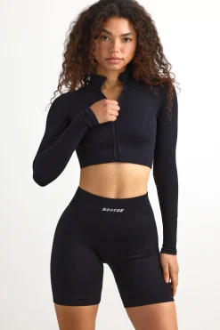 Oh Polly Women'S Clothing Sale - $65 And Under | Women'S Clothing Sale - $40 And Under^FlexiRib Zip-Up Cropped Jacket in Black