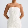 Oh Polly Birthday | Party Dresses^Floral-Appliqué Bandeau A-Line Mini Dress in White