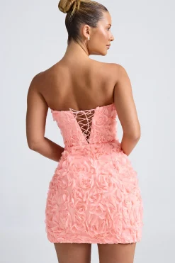 Oh Polly Wedding Guest | Party Dresses^Floral-Appliqué Bandeau A-Line Mini Dress in Coral
