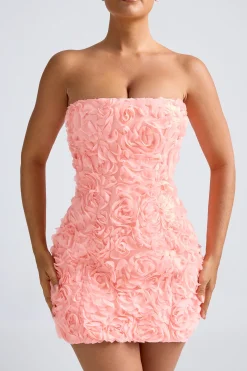 Oh Polly Wedding Guest | Party Dresses^Floral-Appliqué Bandeau A-Line Mini Dress in Coral