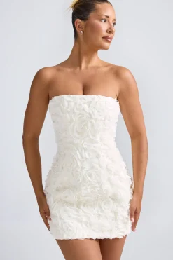 Oh Polly Birthday | Party Dresses^Floral-Appliqué Bandeau A-Line Mini Dress in White