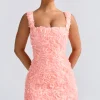 Oh Polly Wedding Guest | Party Dresses^Floral-Appliqué Corset Mini Dress in Coral