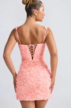 Oh Polly Wedding Guest | Party Dresses^Floral-Appliqué Corset Mini Dress in Coral