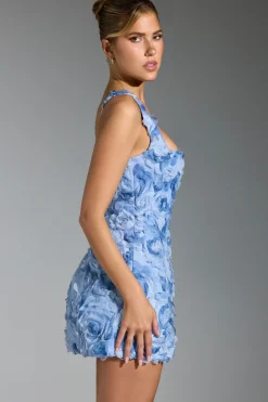 Oh Polly Wedding Guest | Homecoming Dresses^Floral-Appliqué Corset Mini Dress in Blue