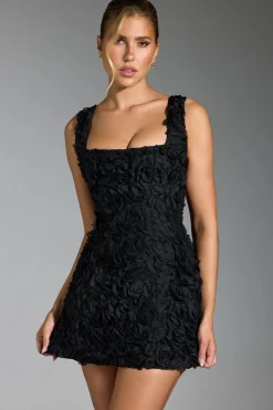 Oh Polly Wedding Guest | Party Dresses^Floral-Appliqué Corset Mini Dress in Black