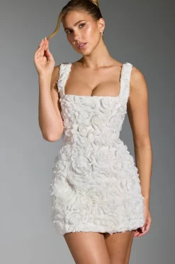 Oh Polly Party Dresses | Bride To Be^Floral-Appliqué Corset Mini Dress in White