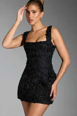 Oh Polly Wedding Guest | Party Dresses^Floral-Appliqué Corset Mini Dress in Black