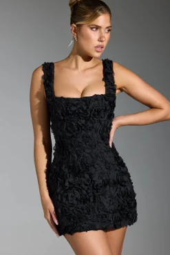 Oh Polly Wedding Guest | Party Dresses^Floral-Appliqué Corset Mini Dress in Black