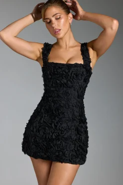 Oh Polly Wedding Guest | Party Dresses^Floral-Appliqué Corset Mini Dress in Black