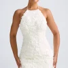 Oh Polly Party Dresses | Birthday^Floral-Appliqué Halterneck A-Line Mini Dress in White