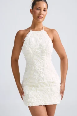Oh Polly Party Dresses | Birthday^Floral-Appliqué Halterneck A-Line Mini Dress in White