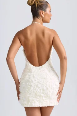 Oh Polly Party Dresses | Birthday^Floral-Appliqué Halterneck A-Line Mini Dress in White