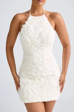Oh Polly Party Dresses | Birthday^Floral-Appliqué Halterneck A-Line Mini Dress in White