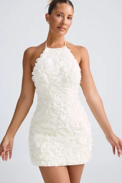 Oh Polly Party Dresses | Birthday^Floral-Appliqué Halterneck A-Line Mini Dress in White