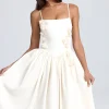 Oh Polly Bride To Be^Floral-Appliqué Midi Dress in Ivory