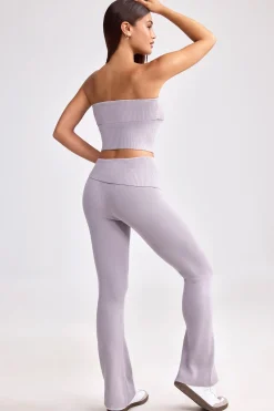 Oh Polly Knitwear | Matching Sets^Fold Over Kick Flare Chunky Knit Trousers in Dusty Lavender DustyLavender