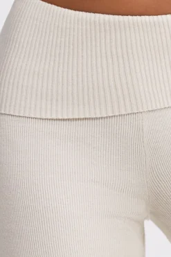 Oh Polly Knitwear | Matching Sets^Fold Over Kick Flare Chunky Knit Trousers in Cream