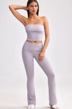 Oh Polly Knitwear | Matching Sets^Fold Over Kick Flare Chunky Knit Trousers in Dusty Lavender DustyLavender