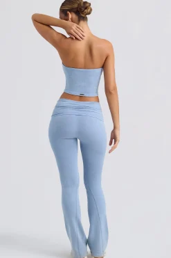 Oh Polly Matching Sets^Foldover Flared Trousers in Washed Blue WashedBlue