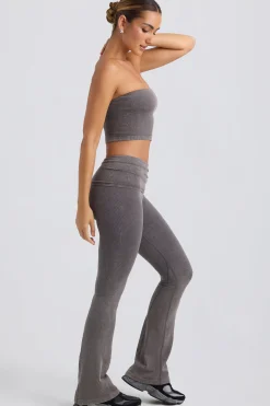 Oh Polly Matching Sets^Foldover Flared Trousers in Washed Charcoal WashedCharcoal