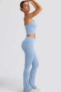 Oh Polly Matching Sets^Foldover Flared Trousers in Washed Blue WashedBlue