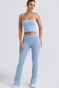 Oh Polly Matching Sets^Foldover Flared Trousers in Washed Blue WashedBlue