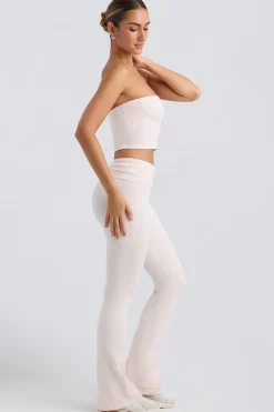 Oh Polly Matching Sets^Foldover Flared Trousers in Washed Cream WashedCream
