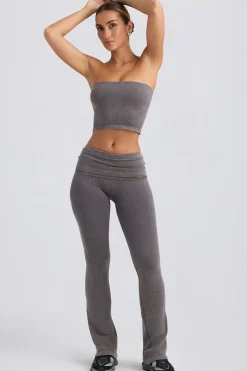 Oh Polly Matching Sets^Foldover Flared Trousers in Washed Charcoal WashedCharcoal