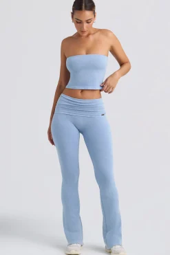 Oh Polly Matching Sets^Foldover Flared Trousers in Washed Blue WashedBlue