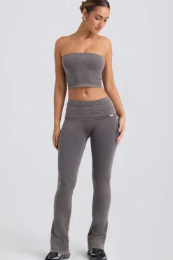 Oh Polly Matching Sets^Foldover Flared Trousers in Washed Charcoal WashedCharcoal
