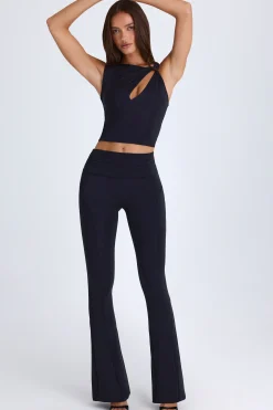 Oh Polly Fall Outfits^Foldover Flared Trousers in Black