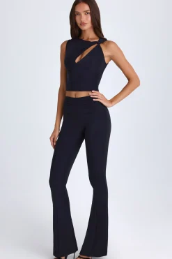 Oh Polly Fall Outfits^Foldover Flared Trousers in Black