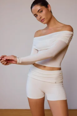 Oh Polly Shorts | Matching Sets^Fold-Over Mini Shorts in Soft White SoftWhite