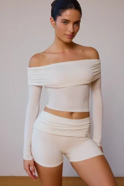 Oh Polly Shorts | Matching Sets^Fold-Over Mini Shorts in Soft White SoftWhite