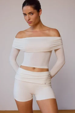 Oh Polly Shorts | Matching Sets^Fold-Over Mini Shorts in Soft White SoftWhite
