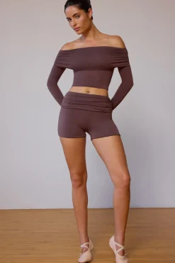 Oh Polly Matching Sets | Shorts^Fold-Over Mini Shorts in Taupe Brown TaupeBrown