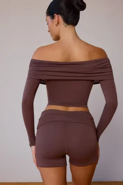 Oh Polly Matching Sets | Shorts^Fold-Over Mini Shorts in Taupe Brown TaupeBrown