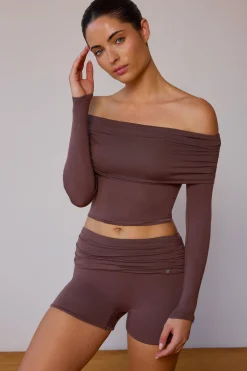 Oh Polly Matching Sets | Shorts^Fold-Over Mini Shorts in Taupe Brown TaupeBrown