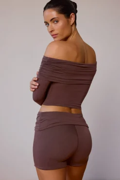 Oh Polly Matching Sets | Shorts^Fold-Over Mini Shorts in Taupe Brown TaupeBrown