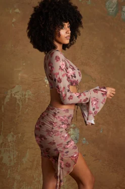 Oh Polly Women'S Clothing Sale - $65 And Under | Women'S Clothing Sale - $40 And Under^Frill Hem Mini Skirt in Beige Print BeigePrint