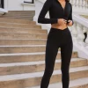 Oh Polly Matching Sets^Full Length Leggings with Pockets in Black