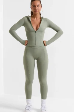 Oh Polly Matching Sets | Leggings^Full Length Leggings with Pockets in Bamboo Green BambooGreen