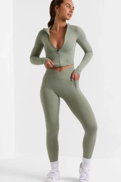Oh Polly Matching Sets | Leggings^Full Length Leggings with Pockets in Bamboo Green BambooGreen