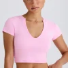 Oh Polly Tee'S & Tanks^Graphic-Print Cropped T-Shirt in Bubblegum Pink BubblegumPink