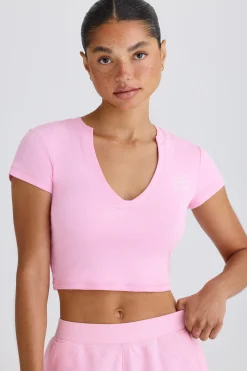 Oh Polly Tee'S & Tanks^Graphic-Print Cropped T-Shirt in Bubblegum Pink BubblegumPink